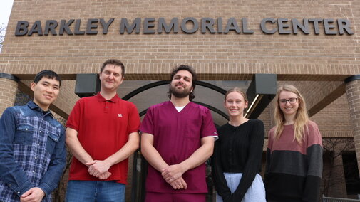 AMP Lab team outside the south end of the Barkley Memorial Center.